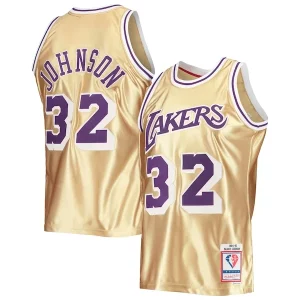 Premium Magic Johnson Los Angeles Lakers 75th Anniversary 1984/85 Hardwood Classics Swingman Jersey Gold