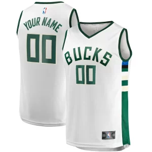 Premium Milwaukee Bucks Youth Fast Break Replica Custom Jersey Association Edition White