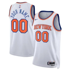 Premium New York Knicks Nike Unisex Swingman Custom Jersey White Association Edition/Blue