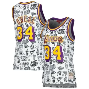 Premium Shaquille O'Neal Los Angeles Lakers Women's 1996 Doodle Swingman Jersey White