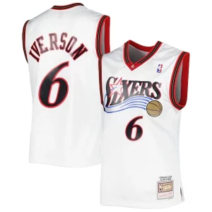 Stunning Allen Iverson Philadelphia 76ers 2001/02 Hardwood Classics Swingman Jersey White/Red