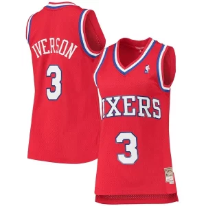 Stunning Allen Iverson Philadelphia 76ers Women's 2002/03 Hardwood Classics Swingman Jersey Red