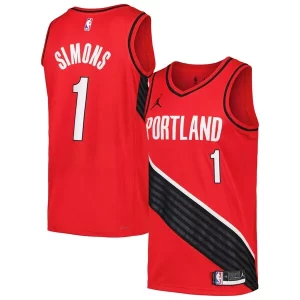 Stunning Anfernee Simons Portland Trail Blazers Jordan Brand Swingman Player Jersey Statement Edition Red/Black