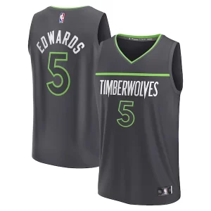 Stunning Anthony Edwards Minnesota Timberwolves Youth Fast Break Replica Player Jersey Statement Edition Anthracite