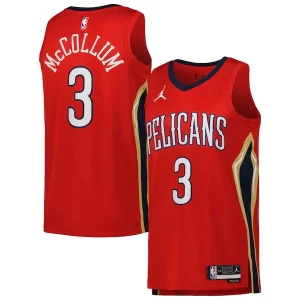 Stunning CJ McCollum New Orleans Pelicans Jordan Brand Unisex Swingman Jersey Statement Edition Red