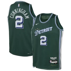 Stunning Cade Cunningham Detroit Pistons Nike Youth 2022/23 Swingman Jersey City Edition Green