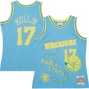 Stunning Chris Mullin Golden State Warriors 1993/94 Swingman Sidewalk Sketch Jersey Light Blue