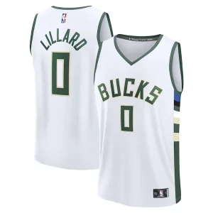 Stunning Damian Lillard Milwaukee Bucks Fast Break Replica Player Jersey Association Edition White