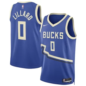 Stunning Damian Lillard Milwaukee Bucks Nike Unisex 2024/25 Swingman Player Jersey City Edition Royal