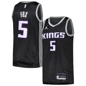 Stunning De'Aaron Fox Sacramento Kings Jordan Brand Swingman Player Jersey Statement Edition Black