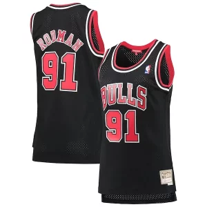 Stunning Dennis Rodman Chicago Bulls Women's Hardwood Classics Swingman Jersey Black