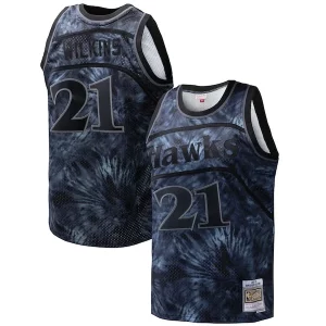 Stunning Dominique Wilkins Atlanta Hawks Hardwood Classics 1986/87 Tie Dye Swingman Jersey Black