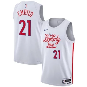 Stunning Joel Embiid Philadelphia 76ers Nike Unisex 2022/23 Swingman Jersey City Edition White