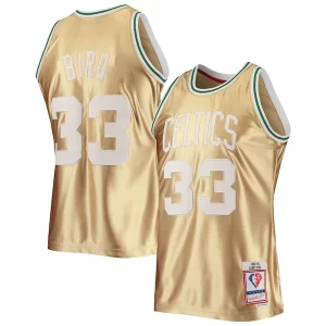 Stunning Larry Bird Boston Celtics 75th Anniversary 1985/86 Hardwood Classics Swingman Jersey Gold