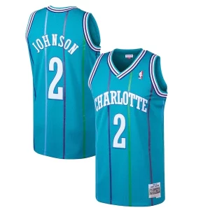Stunning Larry Johnson Charlotte Hornets 1992/93 Hardwood Classics Swingman Jersey Teal
