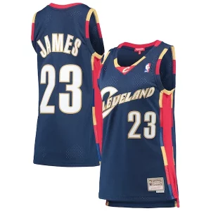 Stunning LeBron James Cleveland Cavaliers Women's Hardwood Classics Swingman Jersey Navy