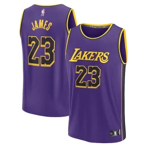 Stunning LeBron James Los Angeles Lakers 2022/23 Fast Break Replica Jersey Statement Edition Purple