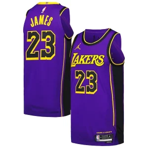 Stunning LeBron James Los Angeles Lakers Jordan Brand Authentic Player Jersey Statement Edition Purple