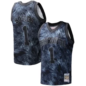 Stunning Muggsy Bogues Charlotte Hornets Hardwood Classics 1992/93 Tie Dye Swingman Jersey Black