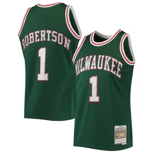 Stunning Oscar Robertson Milwaukee Bucks 1996/97 Hardwood Classics NBA 75th Anniversary Diamond Swingman Jersey Green