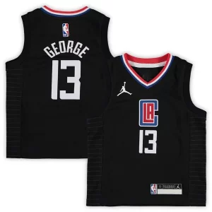 Stunning Paul George LA Clippers Jordan Brand Preschool 2020/21 Fast Break Replica Jersey Statement Edition Black