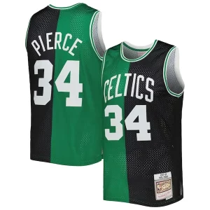 Stunning Paul Pierce Boston Celtics Hardwood Classics 2007/08 Split Swingman Jersey Black/Kelly Green
