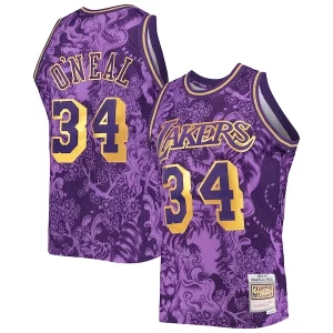 Stunning Shaquille O'Neal Los Angeles Lakers Hardwood Classics 1996/97 Lunar New Year Swingman Jersey Purple