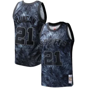 Stunning Tim Duncan San Antonio Spurs Hardwood Classics 1998/99 Tie Dye Swingman Jersey Black