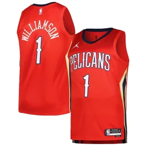 Stunning Zion Williamson New Orleans Pelicans Jordan Brand Swingman Player Jersey Statement Edition Red