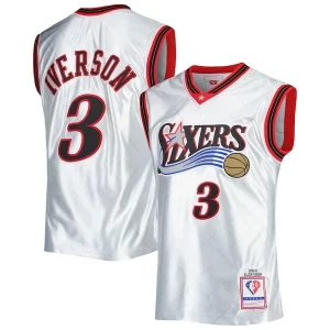 Stylish Allen Iverson Philadelphia 76ers 2000/01 Hardwood Classics 75th Anniversary Swingman Jersey Platinum