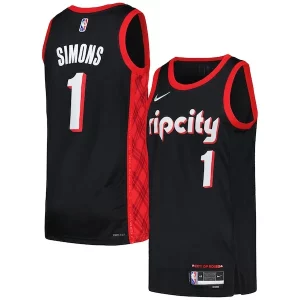 Stylish Anfernee Simons Portland Trail Blazers Nike Swingman Player Jersey City Edition Black/Red