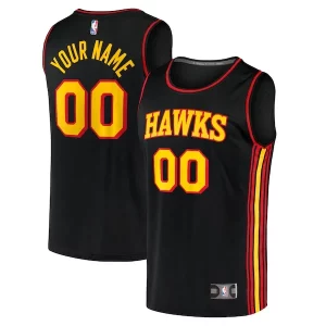 Stylish Atlanta Hawks Youth Custom Fast Break Replica Jersey Black Statement Edition