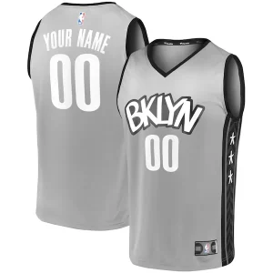Stylish Brooklyn Nets Youth Custom Fast Break Replica Jersey Gray Statement Edition