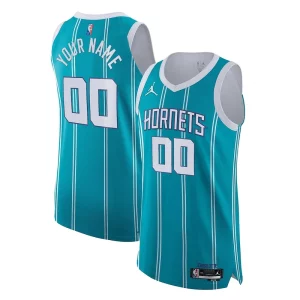 Stylish Charlotte Hornets Nike 2021/22 Diamond Swingman Authentic Custom Jersey Icon Edition Teal