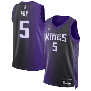 Stylish De'Aaron Fox Sacramento Kings Jordan Brand Unisex Swingman Jersey Statement Edition Purple