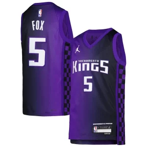 Stylish De'Aaron Fox Sacramento Kings Jordan Brand Youth Swingman Jersey Statement Edition Purple