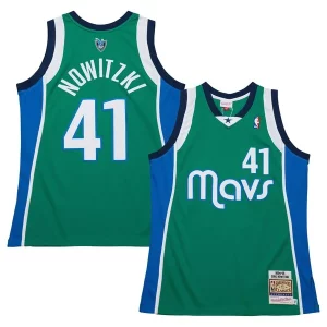 Stylish Dirk Nowitzki Dallas Mavericks 2004/05 Hardwood Classics Authentic Jersey Green