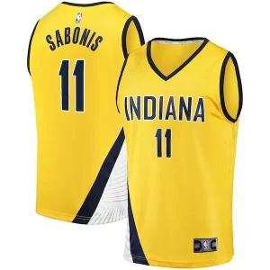 Stylish Domantas Sabonis Indiana Pacers Fast Break Replica Jersey Statement Edition Gold