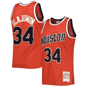 Stylish Hakeem Olajuwon Houston Rockets 1993/94 Hardwood Classics Off Court Swingman Jersey Red