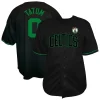 Stylish Jayson Tatum Boston Celtics Profile Big & Tall Name & Number Button Up Jersey Black