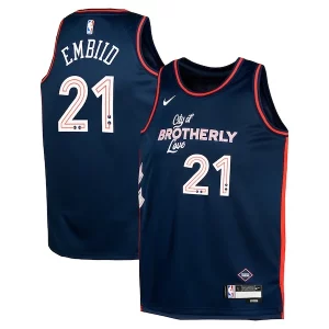Stylish Joel Embiid Philadelphia 76ers Nike Youth Swingman Replica Jersey City Edition Navy
