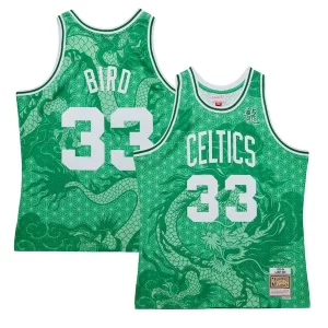 Stylish Larry Bird Boston Celtics 1985/86 Hardwood Classics Asian Heritage 6.0 Swingman Throwback Player Jersey Kelly Green