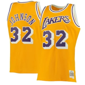 Stylish Magic Johnson Los Angeles Lakers 1984/85 Hardwood Classics Swingman Jersey Gold/Purple