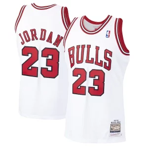 Stylish Michael Jordan Chicago Bulls 1997/98 Hardwood Classics Authentic Jersey White/Black/Scarlet