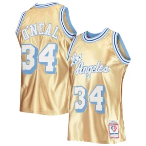 Stylish Shaquille O'Neal Los Angeles Lakers 75th Anniversary 1996/97 Hardwood Classics Swingman Jersey Gold