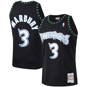 Stylish Stephon Marbury Minnesota Timberwolves 1997/98 Hardwood Classics Swingman Jersey Black