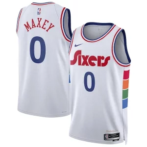 Stylish Tyrese Maxey Philadelphia 76ers Nike Unisex 2024/25 Swingman Player Jersey City Edition White
