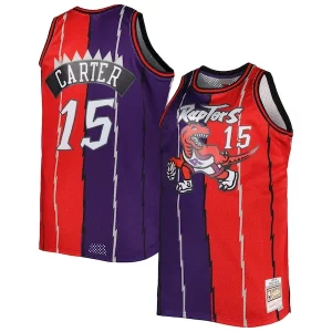 Stylish Vince Carter Toronto Raptors Big & Tall Hardwood Classics 1998/99 Split Swingman Jersey Purple/Red