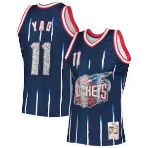 Stylish Yao Ming Houston Rockets 2002/03 Hardwood Classics NBA 75th Anniversary Diamond Swingman Jersey Navy