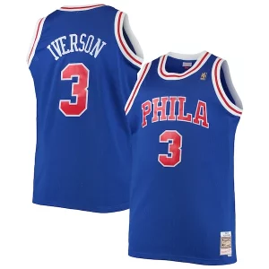 Unique Allen Iverson Philadelphia 76ers 1996/97 Big & Tall Hardwood Classics Swingman Jersey Royal/Black/Red/White